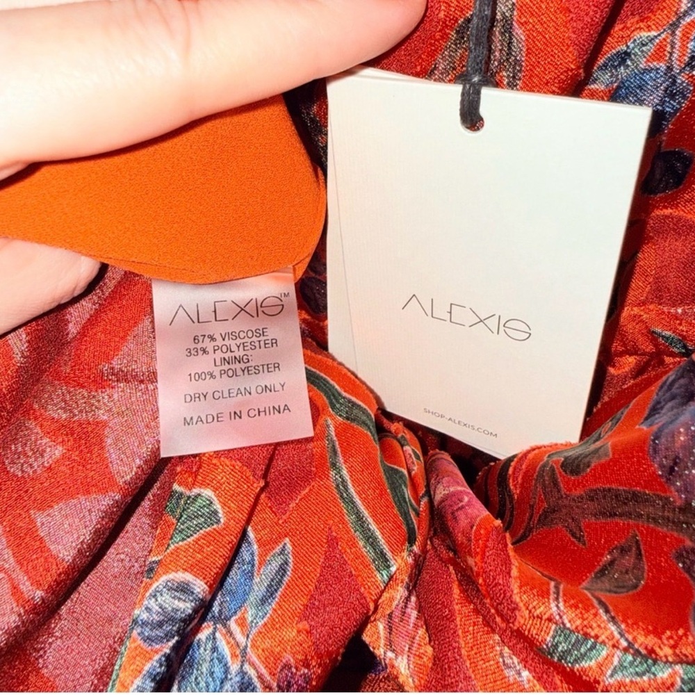 NEW Alexis Marseille One Shoulder High Low Red Floral Asymmetrical Dress Size XL - Picture 15 of 15